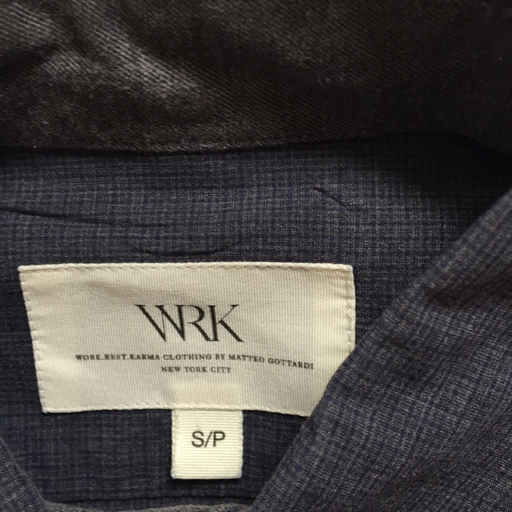 Men’s long sleeved shirt, navy/gray tiny plaid - Picture 2 of 3